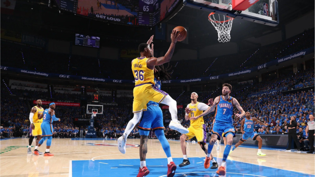 lakers vs okc juego 2 playoffs nba